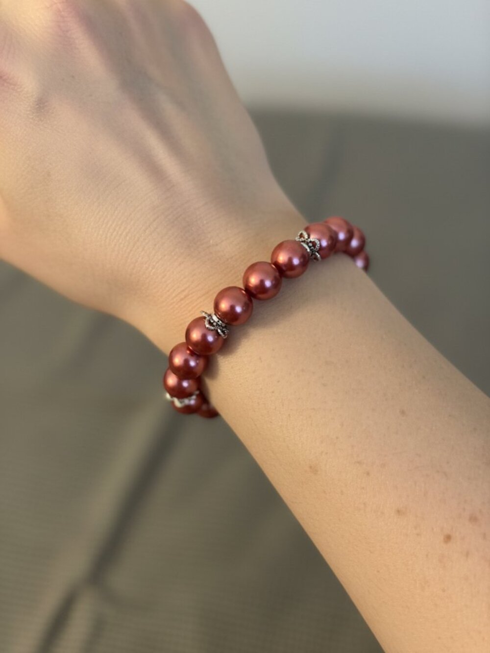 Designs by Forte Crimson Pearl Stretch Bracelet – Gothic Romantic Boho